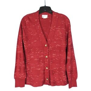 VTG CAMPUS CASUALS OF CALIFORNIA Brick Red TEXTURED Button-Up SWEATER CARDIGAN M